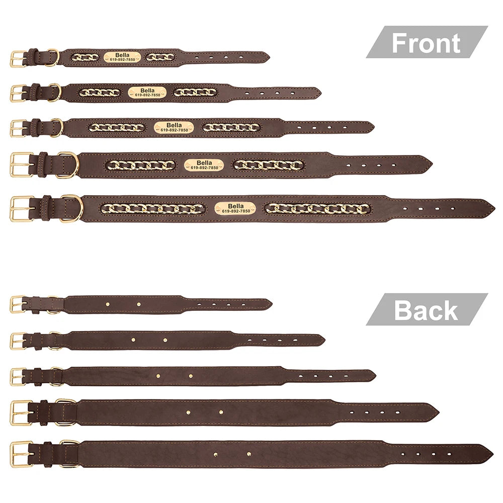 Collier pour Chien en Cuir Personnalisé avec Plaque